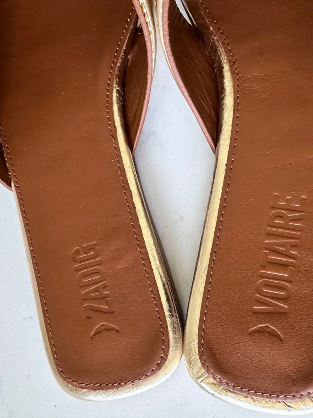 NIB | Zadig & Voltaire | Women's Azora Gold Metallic Leather Slide Sandal - Picture 12 of 12